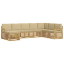 vidaXL Kültéri kanapé szett 6 pcs Fehér és bézs 306 x 128,5 x 73 cm