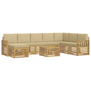 vidaXL Kültéri kanapé szett 7 pcs Fehér és bézs 59 x 59 x 37 cm
