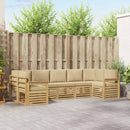vidaXL Kültéri kanapé szett 6 pcs Fehér és bézs 304 x 128,5 x 73 cm