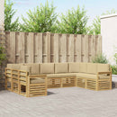 vidaXL Kültéri kanapé szett 7 pcs Fehér és bézs 304 x 128,5 x 73 cm