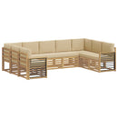 vidaXL Kültéri kanapé szett 9 pcs Fehér és Bézs 304 x 187,5 x 73 cm