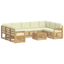 vidaXL Kültéri kanapé szett 8 pcs Fehér és krémszínű 59 x 59 x 37 cm