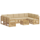 vidaXL Kültéri kanapé szett 8 pcs Fehér és bézs 59 x 59 x 37 cm