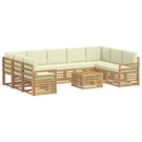 vidaXL Kültéri kanapé szett 10 pcs Fehér és Krém színű 59 x 59 x 37 cm
