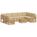 vidaXL Kültéri kanapé szett 10 pcs Fehér és Bézs 59 x 59 x 37 cm