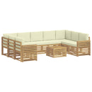 vidaXL Kültéri kanapé szett 10 pcs Fehér és Krém színű 59 x 59 x 37 cm