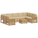 vidaXL Kültéri kanapé szett 10 pcs Fehér és Bézs 59 x 59 x 37 cm