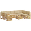 vidaXL Ülőgarnitúrák 10 pcs Fehér és Bézs 59 x 59 x 37 cm Poliészter