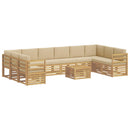 vidaXL Kültéri kanapé szett 11 pcs Fehér és Bézs 59 x 59 x 37 cm
