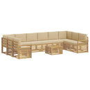 vidaXL Kültéri kanapé szett 11 pcs Fehér és Bézs 59 x 59 x 37 cm