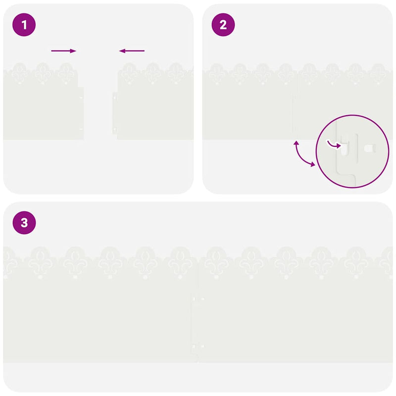 vidaXL Gyepszegélyek 30 pcs Fehér 103 x 0,05 x 22 cm Acél