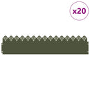 vidaXL Gyepszegélyek 20 pcs Olajzöld 103 x 0,05 x 22 cm Acél