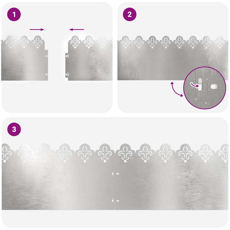 vidaXL Gyepszegélyek 30 pcs Ezüst 103 x 0,05 x 22 cm Rozsdamentes acél