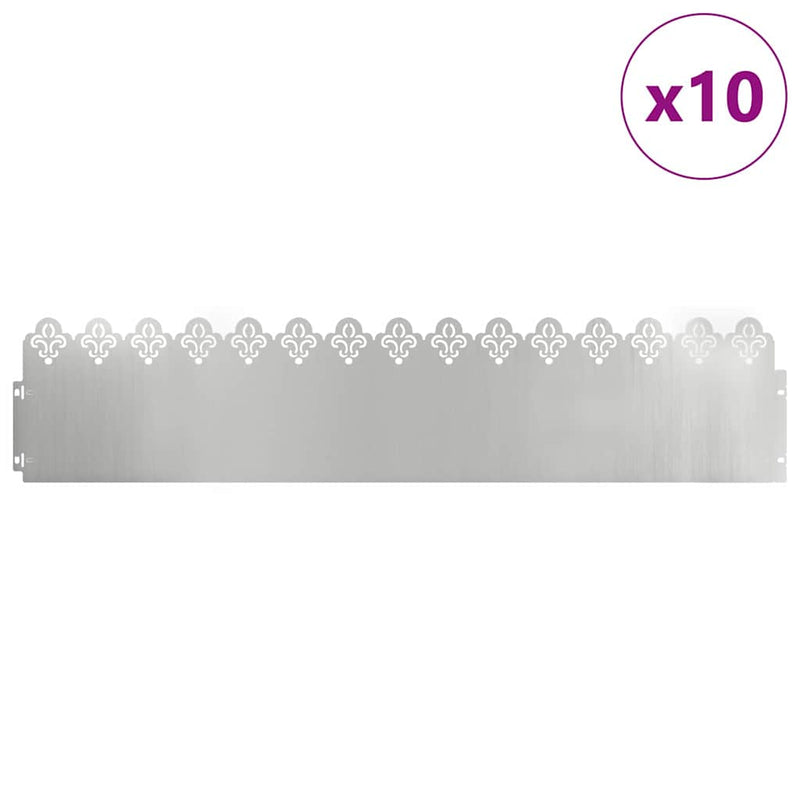 vidaXL Gyepszegélyek 10 pcs Ezüst 103 x 0,05 x 22 cm Horganyzott acél