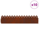 vidaXL Gyepszegélyek 10 pcs Rozsdás 103 x 0,05 x 22 cm