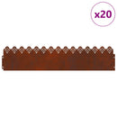 vidaXL Gyepszegélyek 20 pcs Rozsdás 103 x 0,05 x 22 cm