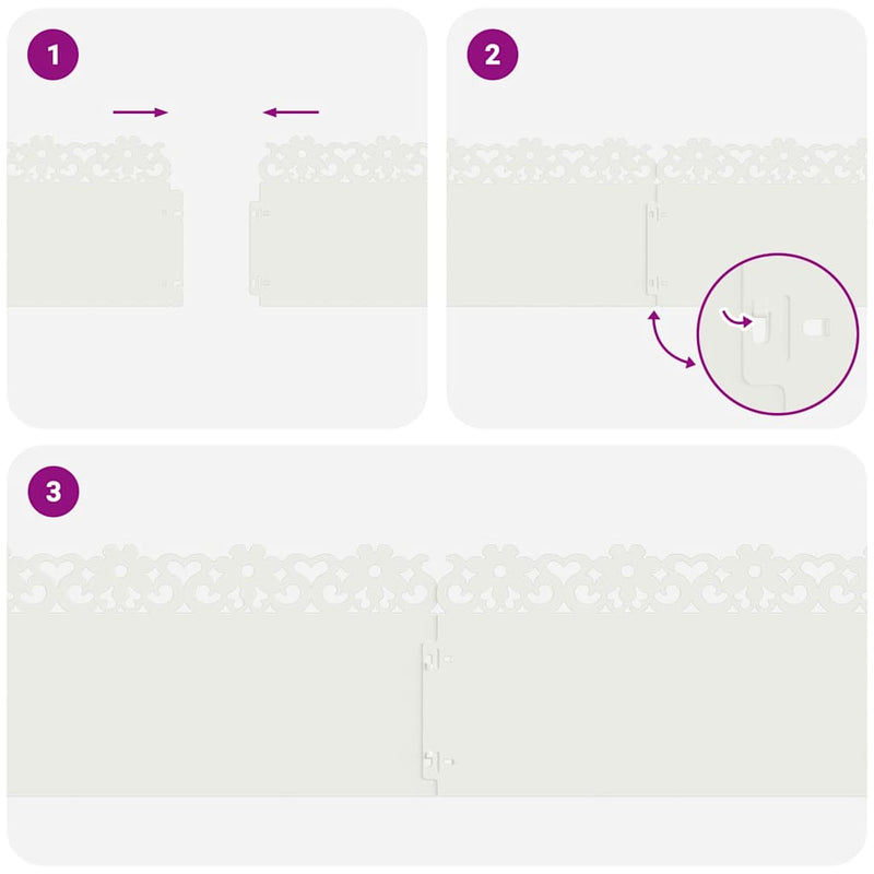 vidaXL Gyepszegélyek 10 pcs Fehér 103 x 0,05 x 22 cm Acél