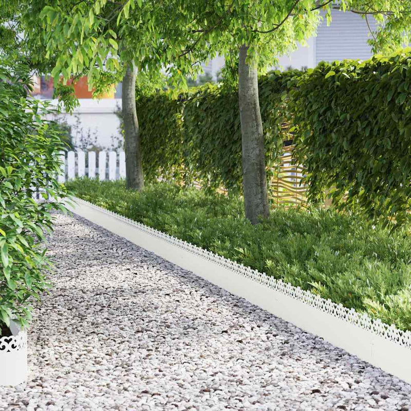 vidaXL Gyepszegélyek 30 pcs Fehér 103 x 0,05 x 22 cm Acél