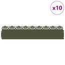 vidaXL Gyepszegélyek 10 pcs Olajzöld 103 x 0,05 x 22 cm Acél