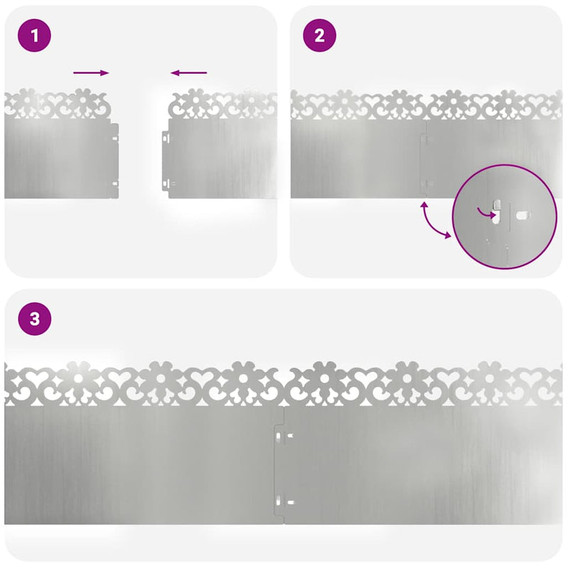 vidaXL Gyepszegélyek 10 pcs Ezüst 103 x 0,05 x 22 cm Horganyzott acél