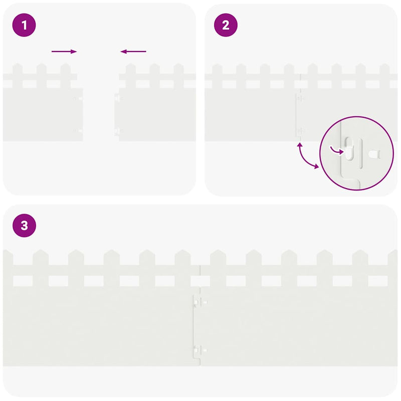 vidaXL Gyepszegélyek 30 pcs Fehér 103 x 0,05 x 22 cm Acél