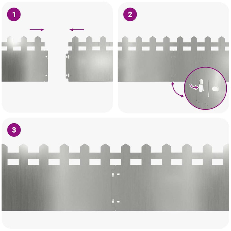 vidaXL Gyepszegélyek 30 pcs Ezüst 103 x 0,05 x 22 cm Horganyzott acél