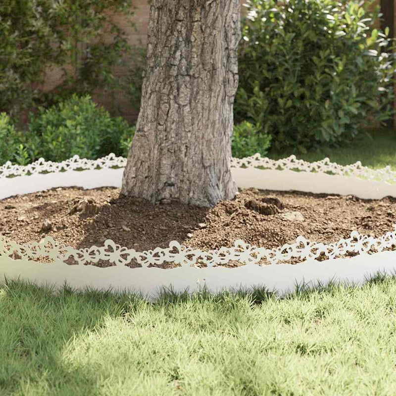 vidaXL Gyepszegélyek 30 pcs Fehér 103 x 0,05 x 22 cm Acél