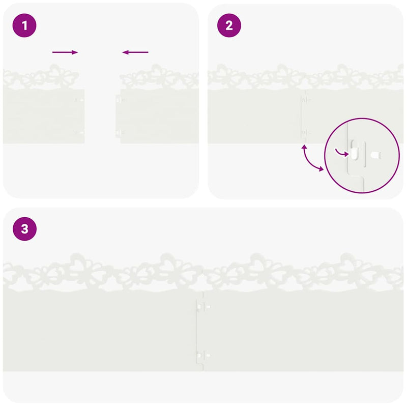 vidaXL Gyepszegélyek 30 pcs Fehér 103 x 0,05 x 22 cm Acél