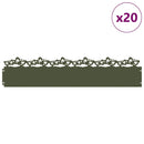 vidaXL Gyepszegélyek 20 pcs Olajzöld 103 x 0,05 x 22 cm Acél