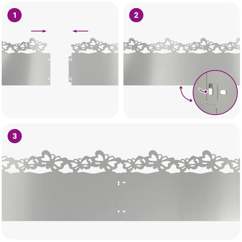 vidaXL Gyepszegélyek 10 pcs Ezüst 103 x 0,05 x 22 cm Horganyzott acél