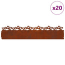 vidaXL Gyepszegélyek 20 pcs Rozsdás 103 x 0,05 x 22 cm