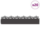 vidaXL Gyepszegélyek 20 pcs Fekete 103 x 0,05 x 22 cm Acél