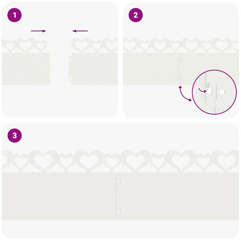 vidaXL Gyepszegélyek 10 pcs Fehér 103 x 0,05 x 22 cm Acél