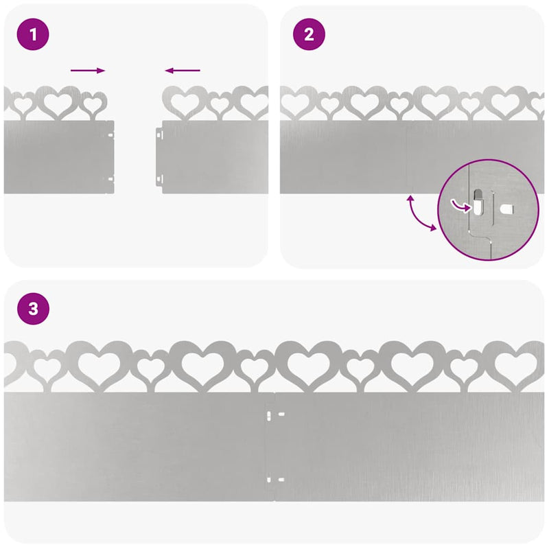 vidaXL Gyepszegélyek 10 pcs Ezüst 103 x 0,05 x 22 cm Rozsdamentes acél