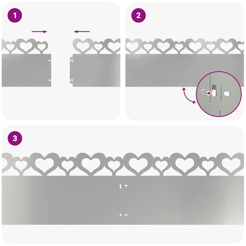 vidaXL Gyepszegélyek 10 pcs Ezüst 103 x 0,05 x 22 cm Horganyzott acél
