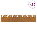 vidaXL Gyepszegélyek 20 pcs Rozsdás 103 x 0,05 x 22 cm