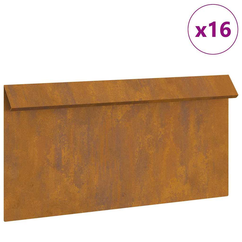 vidaXL Csiga kerítés 16 pcs Rozsdás 50 x 3,5 x 25 cm Időjárásálló acél