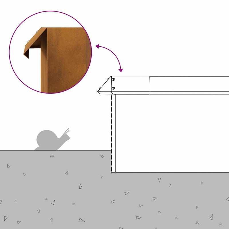 vidaXL Csiga kerítés 16 pcs Rozsdás 100 x 3,5 x 25 cm