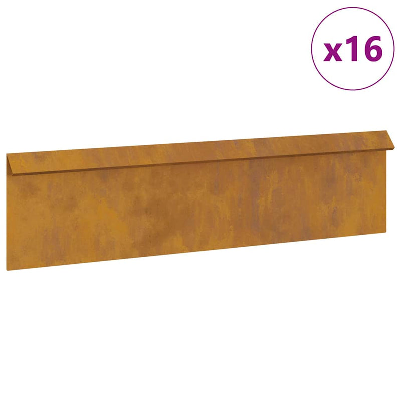vidaXL Csiga kerítés 16 pcs Rozsdás 100 x 3,5 x 25 cm