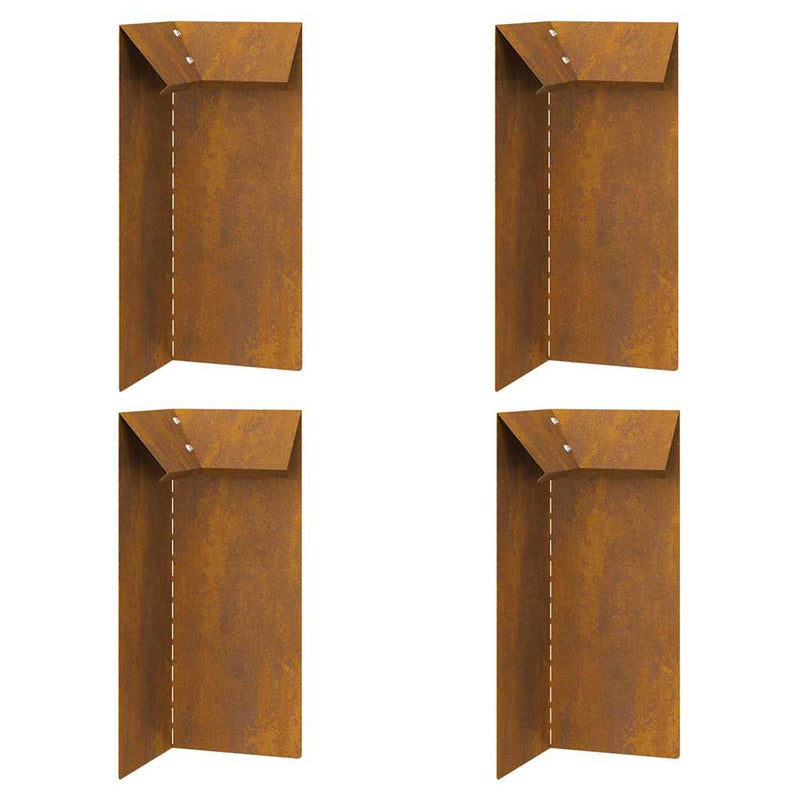 vidaXL Csiga kerítés 4 pcs Rozsdás 10 x 10 x 25 cm Időjárásálló acél