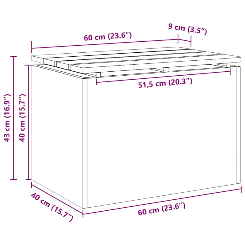 vidaXL Kerti pad Antracit 60 x 40 x 43 cm Acél