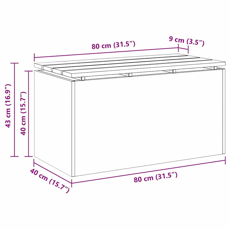 vidaXL Kerti pad Ezüst 80 x 40 x 43 cm Rozsdamentes acél