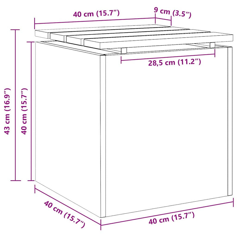 vidaXL Kerti pad Fehér 40 x 40 x 43 cm Acél