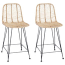 vidaXL Bárszék 2 pcs Természetes 44,5 x 54,5 x 97,5 cm Rattan és Vas