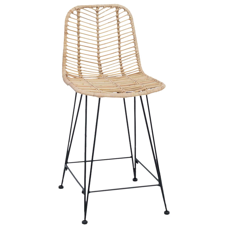 vidaXL Bárszék 2 pcs Természetes 44,5 x 54,5 x 97,5 cm Rattan és Vas