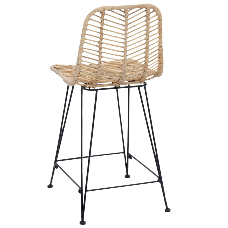 vidaXL Bárszék 2 pcs Természetes 44,5 x 54,5 x 97,5 cm Rattan és Vas
