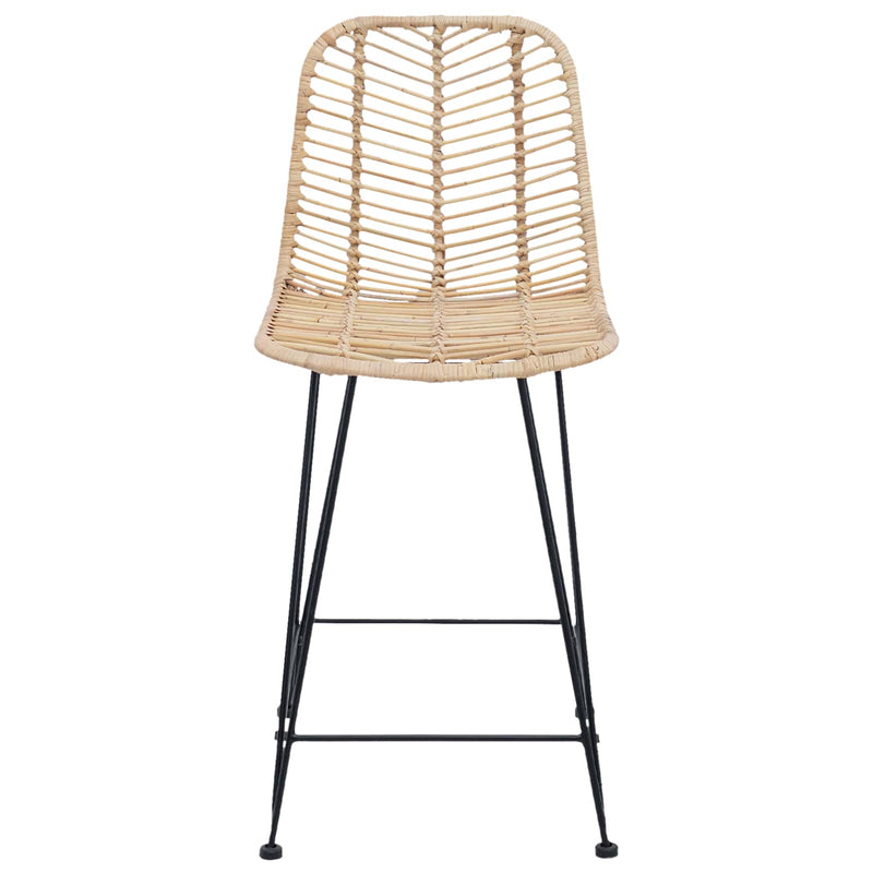 vidaXL Bárszék 2 pcs Természetes 44,5 x 54,5 x 97,5 cm Rattan és Vas