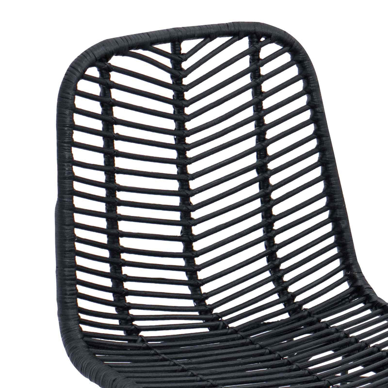 vidaXL Bárszék 2 pcs Fekete 44,5 x 54,5 x 97,5 cm Rattan és Vas