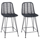 vidaXL Bárszék 2 pcs Fekete 44,5 x 54,5 x 97,5 cm Rattan és Vas