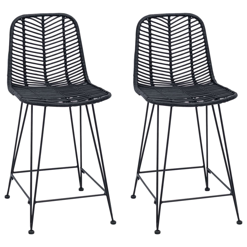 vidaXL Bárszék 2 pcs Fekete 44,5 x 54,5 x 97,5 cm Rattan és Vas
